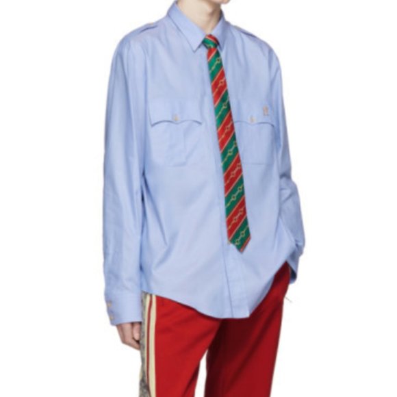 NWT❤️💚Gucci❤️💚Green and Red Silk Chain Tie - Picture 3 of 6